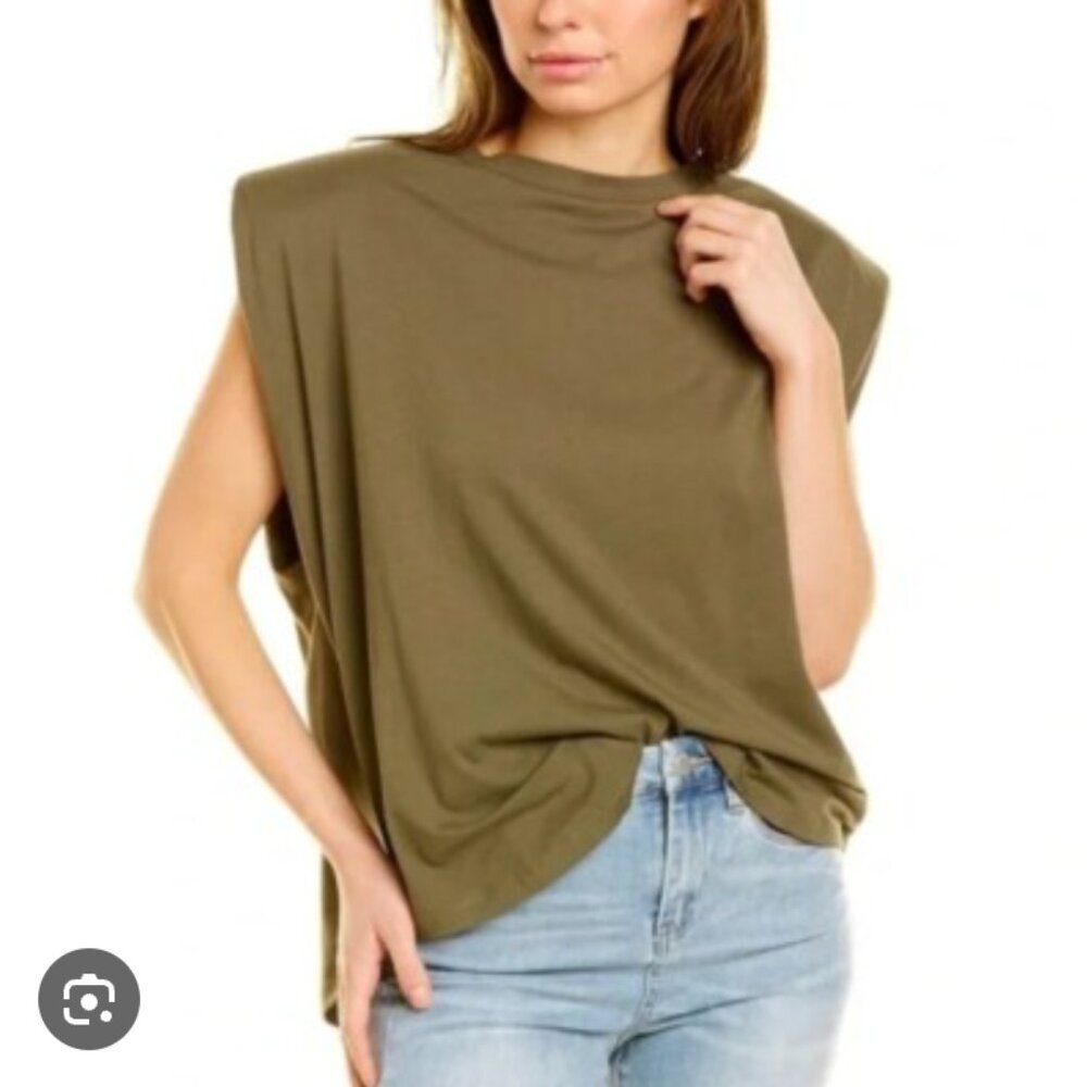 Good American Strong Shoulder Pad Tank Top Tee